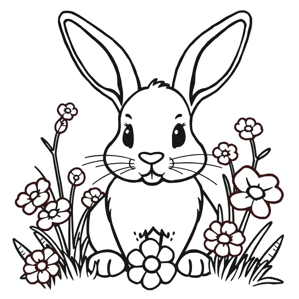 Rabbit with Flowers